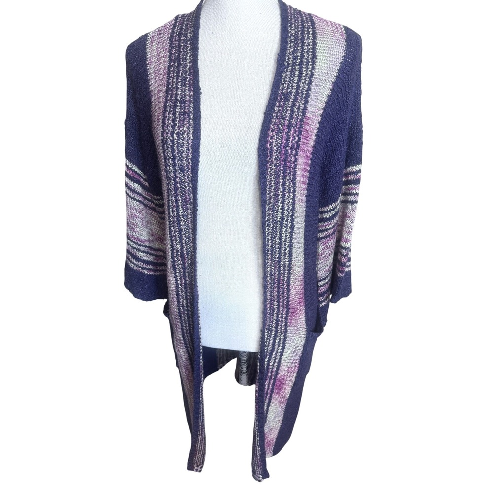Easel Purple Knit Longline Cardigan Sweater Oversized Boho Duster S/M Boho